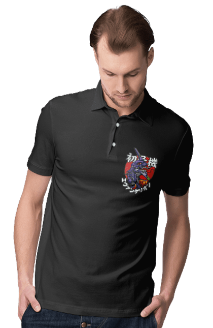 Men's polo with prints Evangelion. Angel, anime, eva 01, evangelion, manga, neon genesis evangelion, shinji. 2070702