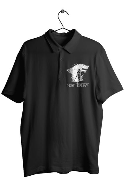 Men's polo with prints Game of Thrones Arya. Arya, game, got, not today, stark, starks, thrones, tv show, wolf, wolves. 2070702