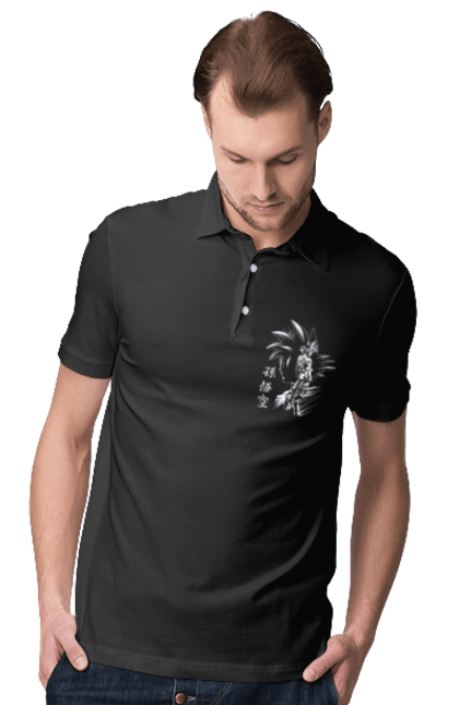 Men's polo with prints Dragon Ball Son Goku. Anime, dragon ball, goku, manga, son goku, tv series. 2070702