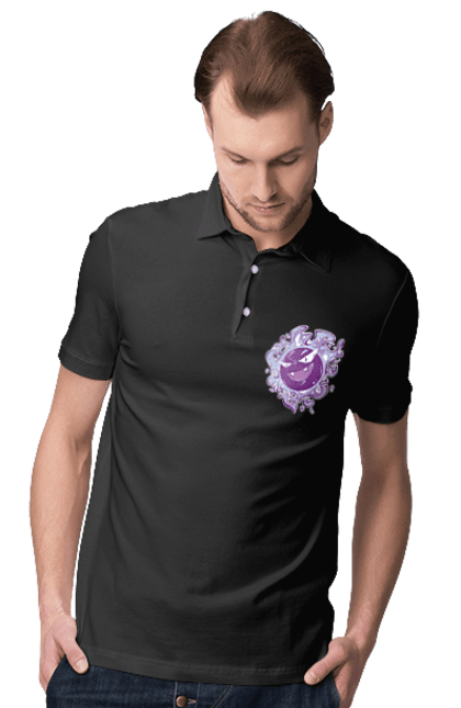 Men's polo with prints Pokemon Gastly. Anime, games, gastly, nintendo, pokemon, pokemon go. 2070702