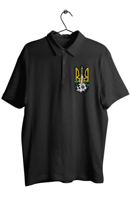 Поло чоловіче з принтом "Герб ЗСУ". Герб, зсу, патріотична, прапор, череп. 2070702