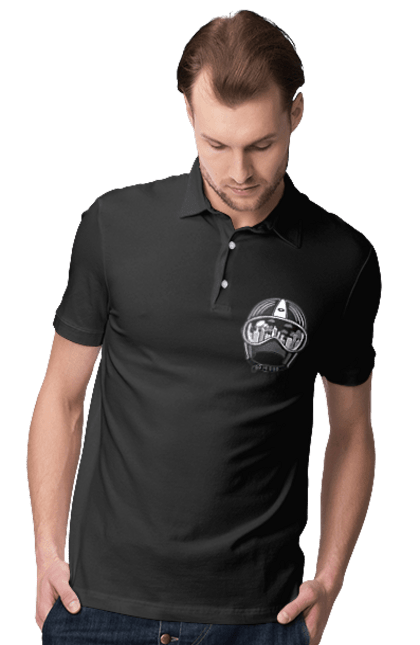 Men`s polo with prints Helmet And City. City, helmet, speed. 2070702
