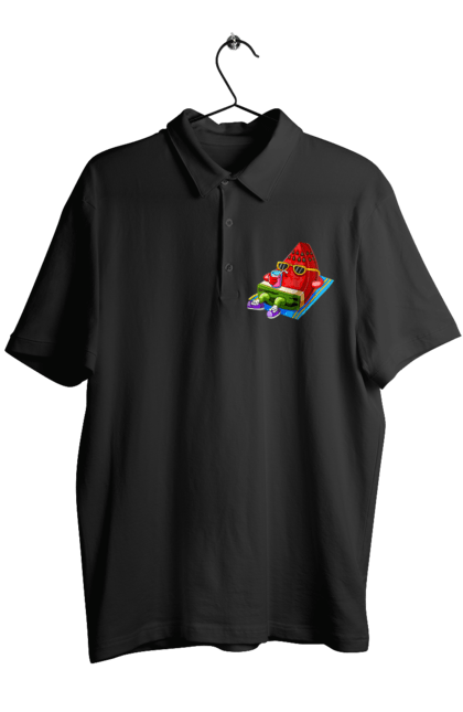 Поло чоловіче з принтом "Кавун П'є Коктейль". Кавун, коктейль, літо. 2070702