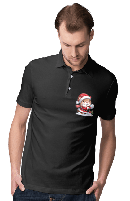 Men's polo with prints Capybara playing snowballs. Animal, capybara, christmas, christmas capybara, game, gift, holiday, new year, santa, snowballs. 2070702