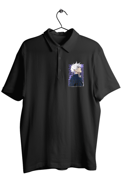 Men's polo with prints Jujutsu Kaisen Gojo. Anime, dark fantasy, gojo, jujutsu kaisen, magic battle, manga, mystic. 2070702