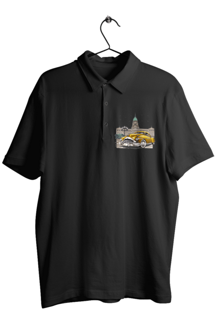 Поло чоловіче з принтом "Автомобіль та архітектура модерн". Автомобіль, архітектура, модерн. 2070702