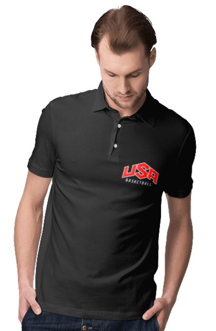 Men's polo with prints USA Basketball. Basketball, sport, sports team, team, usa, usa basketball. 2070702