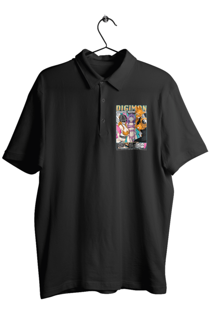 Men's polo with prints Digimon. Bandai, digimon, digital monsters, media franchise, virtual pets. 2070702