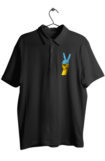 Поло чоловіче з принтом "Два Пальця, Світ, Україна". Мир, рука, україна. 2070702