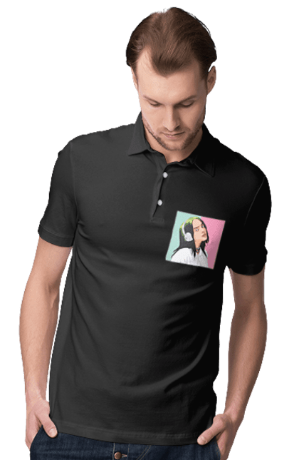 Поло чоловіче з принтом "Billie Eilish". Активістка, біллі айліш, мизукант, права, співачка, тварини. 2070702