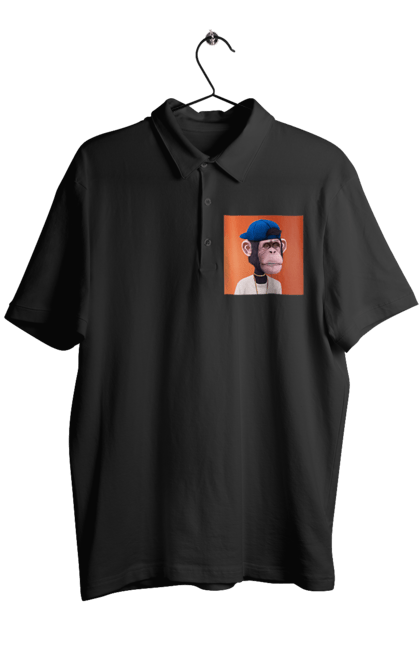 Поло чоловіче з принтом "Мавпочка 6". Nft, персонаж, принти, ручне малювання, футболки. CustomPrint.market