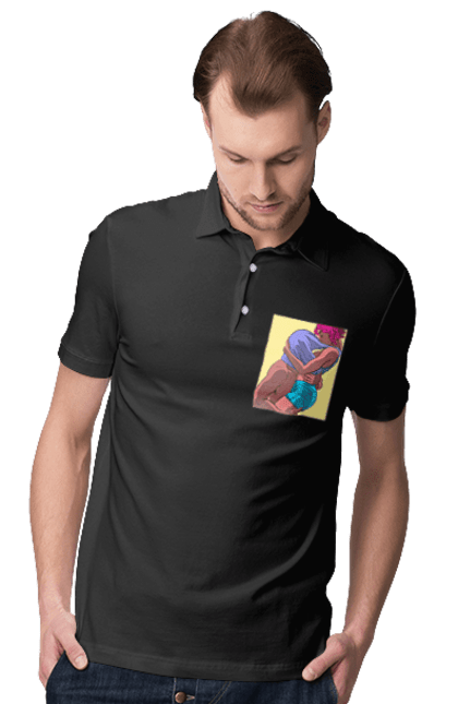 Поло чоловіче з принтом "Чоловік Під Майкою У Дівчата". Пристрасть, сиськи. 2070702