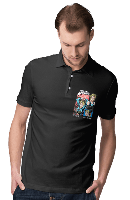 Men's polo with prints JOJO Jolyne Cujoh. Anime, jojo, jojo`s bizarre adventure, jojo’s bizarre adventure, jolyne cujoh, manga. 2070702