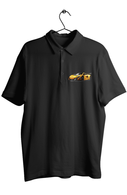 Поло чоловіче з принтом "Спорткар". Автомобіль, жовтий автомобіль, жовтий спорткар, спорт, спорткар. 2070702