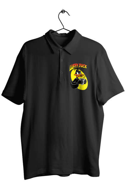 Men's polo with prints Daffy Duck. Cartoon, character, daffy duck, duck, looney tunes, merrie melodies, warner brothers. 2070702