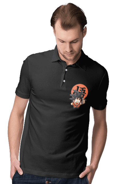 Men's polo with prints Dragon Ball Son Goku. Anime, dragon ball, goku, manga, son goku, tv series. 2070702