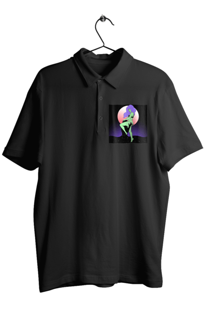 Поло чоловіче з принтом "Зелена Дівчина І Місяць". Інопланетянка, місяць. 2070702