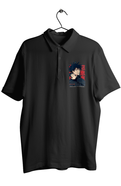 Men's polo with prints Jujutsu Kaisen Megumi. Anime, dark fantasy, fushiguro, fushiguro megumi, jujutsu kaisen, magic battle, manga, megumi, mystic. 2070702