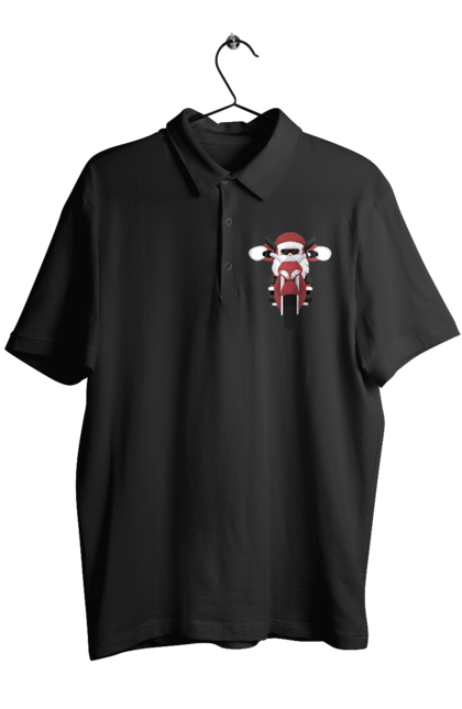 Поло чоловіче з принтом "Санта на мотоциклі". Мотоцикл, новий рік, різдво, санта. 2070702