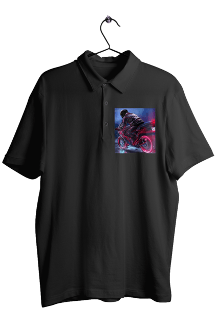 Поло чоловіче з принтом "Мотоцикл". Motolove, мотолов, мотоцикл, опві, україна. 2070702