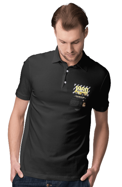 Men's polo with prints Aston Martin DB4. Aston martin, auto, automobile, car, db4, race, sport, sport car. 2070702