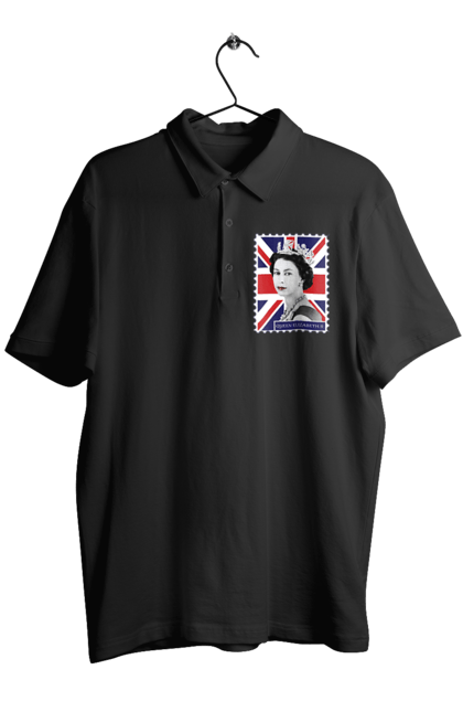 Men's polo with prints Queen Elizabeth II. Britain, british, england, platinum jubilee, queen, queen elizabeth, queen elizabeth ii, rip queen elizabeth. 2070702