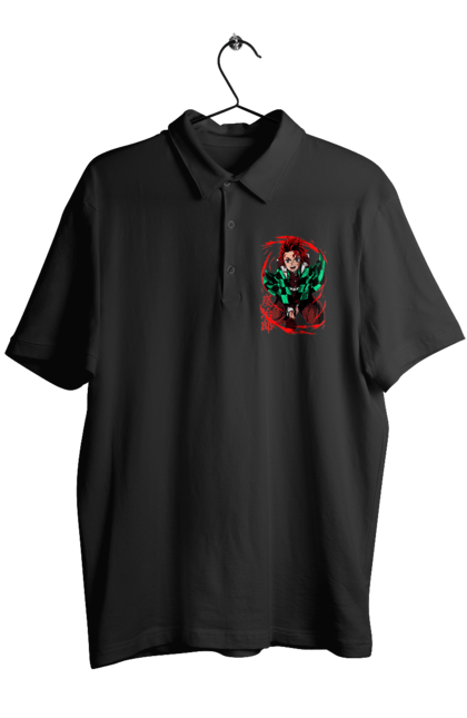 Men's polo with prints Demon Slayer Tanjiro. Anime, demon slayer, kamado tanjiro, manga, tanjiro. 2070702