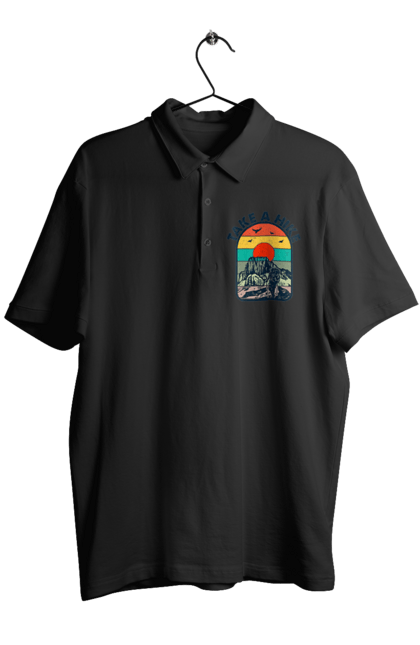 Men`s polo with prints Take A Walk Climber, Mountains. Climber, hike, take a walk. 2070702