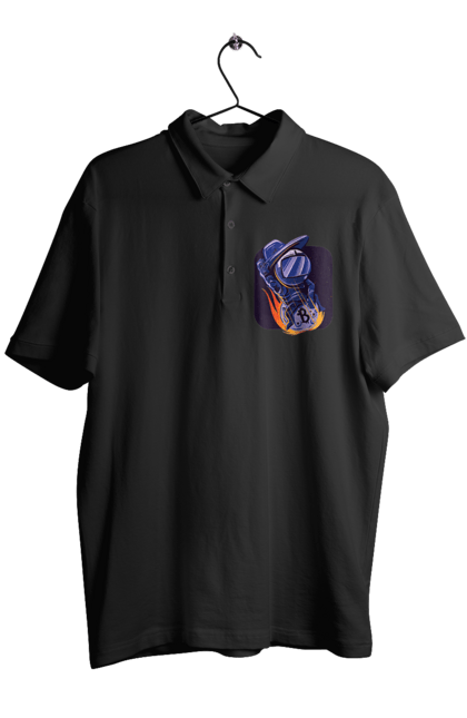 Поло чоловіче з принтом "Космо біткоїн". Биткоин, бінарний, біткоїн, біткойн, валюта, гроші, крипто, програміст, хакер. 2070702