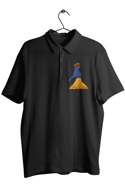 Поло чоловіче з принтом "Україна". Вінок, дівчина, дівчинка, жовтий синій, жовто-блакитне, маки, національні кольори, небо, пшеничне поле. 2070702