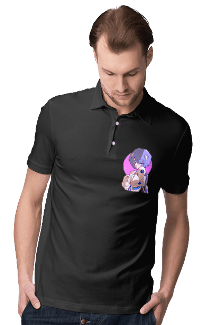 Men's polo with prints Evangelion Rei. Anime, evangelion, eve, kaoru, manga, rei ayanami, shinji. 2070702