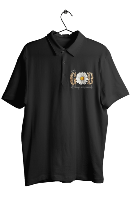 Men's polo with prints With God All Things Are Possible. Catholic, christian, christian faith, christianity, faith, god, inspirational, religious, sunflower. 2070702