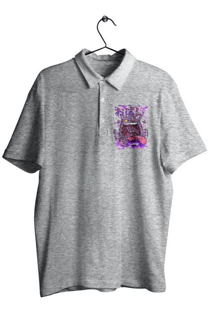 Men`s polo with prints Pokemon Gengar. Anime, fushigibana, games, gengar, nintendo, pokemon, pokemon go. 2070702