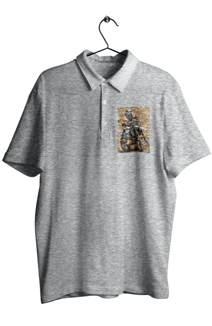 Men`s polo with prints MOTOR RACER. Athlete, moto, motor racer, motorbike, sport. 2070702