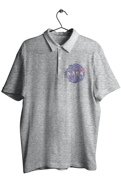 Men's polo with prints NASA. Aeronautics, astronautics, aviation, nasa, research, rocket, science, space, technologies, usa. 2070702