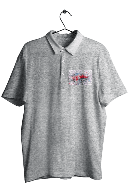 Men`s polo with prints Car gas. Car, car gas, gas, road, victory, wheel. 2070702