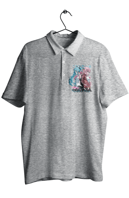 Men's polo with prints Hatsune Miku and Hitori Gotou. Anime, bocchi the rock, hatsune miku, hitori goto, hitori gotou, lonely rocker, miku, rocker, vocaloid. 2070702