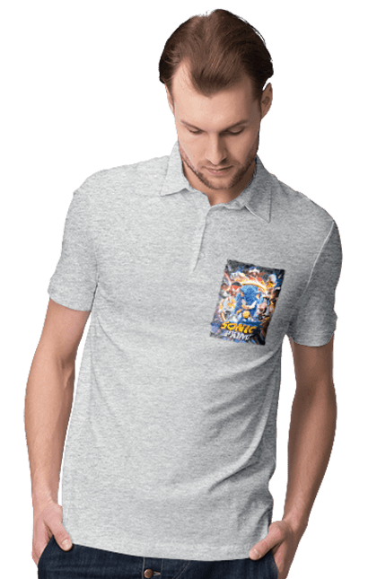 Поло чоловіче з принтом "Сонік". Sega, гра, сонік. CustomPrint.market