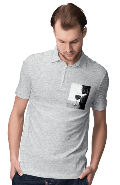 Поло чоловіче з принтом "Келих вина". Вино у келиху, грація, знову п`ятниця, очікування, тіло жінки, форми жіночого тіла. 2070702