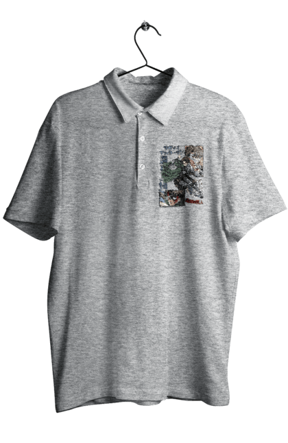 Men's polo with prints Attack on Titan Levi. Ackerman, anime, attack on titan, levi, manga, shingeki no kyojin, survey corps. 2070702