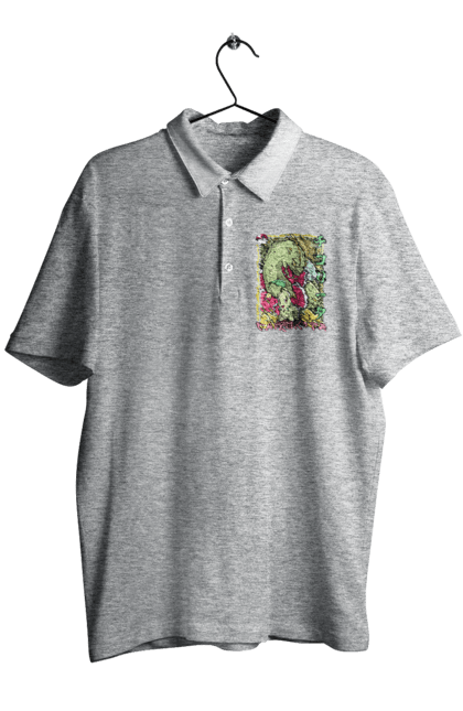 Men's polo with prints Pokemon Chikorita. Anime, chikorita, games, nintendo, pokemon, pokemon go. 2070702