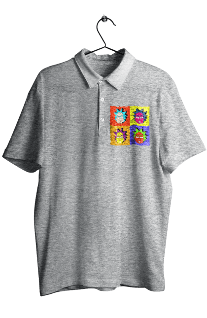 Men's polo with prints Rick and Morty. Adventures, black humor, cartoon, pop art, rick, rick and morty, sci-fi, tragicomedy. 2070702