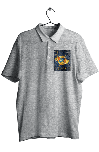 Поло чоловіче з принтом "Знак зодіака риби". Астрологія, астрономія, доля, знак зодіаку, знаки зодіаку, зодіак, космос, передбачення, риби, символ, цикл. ART принт на футболках
