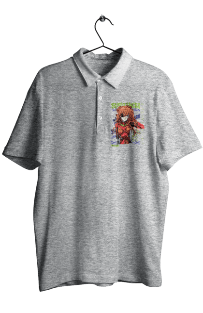 Men's polo with prints Evangelion Asuka. Anime, asuka, asuka langley sorry, eva 02, evangelion, eve, kaoru, manga, ray, shinji. 2070702