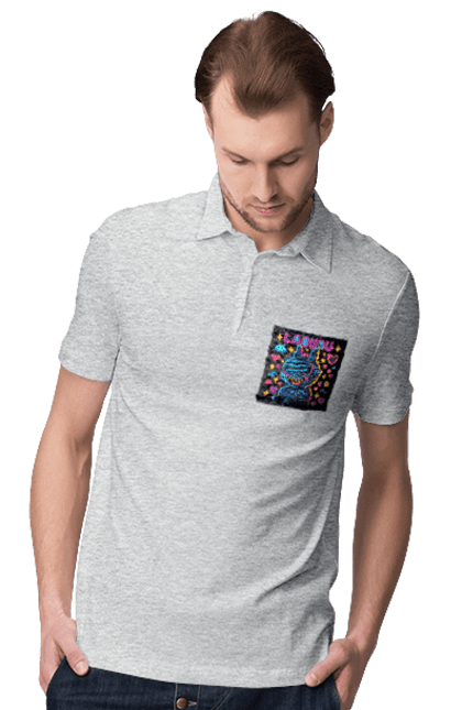 Поло чоловіче з принтом "Лабубу". Vrочки, геймеркультура, геймпад, іконкиаркади, кіберарт, лабубу, неонгеймінг, піксельарт, ретроаркада, світиться. 2070702