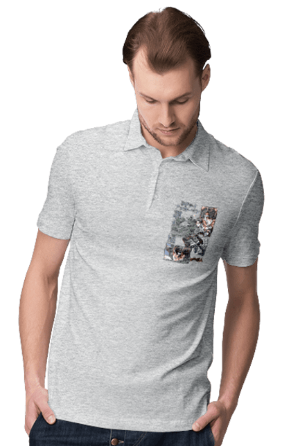 Men's polo with prints Attack on Titan Levi. Ackerman, anime, attack on titan, levi, manga, shingeki no kyojin, survey corps. 2070702