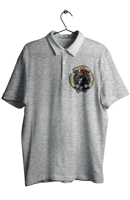 Men`s polo with prints Gentlemen motorcycle. Gentleman, helmet, motorcycle, skull. 2070702