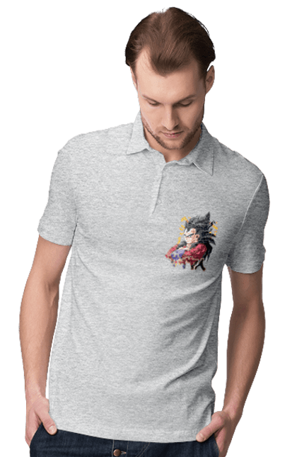 Men's polo with prints Dragon Ball Vegeta. Anime, dragon ball, goku, manga, tv series, vegeta. 2070702