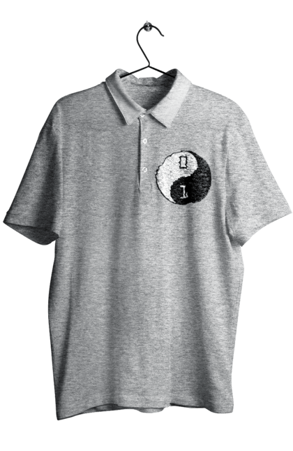 Поло чоловіче з принтом "Інь Янь". Angular, c, css, html, it, javascript, jquery, php, python, react, svelt, vue, айтишник, айті, гумор, код, кодувати, прогер, програміст, програмісти, ти ж, ти ж програміст, тиж програміст. 2070702