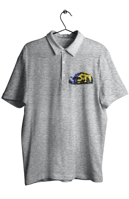 Men`s polo with prints Ukrainian mustang. Colors of ukraine, ford mustang, machine, mustang, shelby, supercar, yellow blue car. 2070702